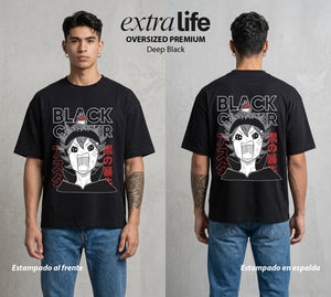 El Trebol Magico | Black Clover Asta #00217 - Playera Oversized Premium | Deep Black - Foto en modelo