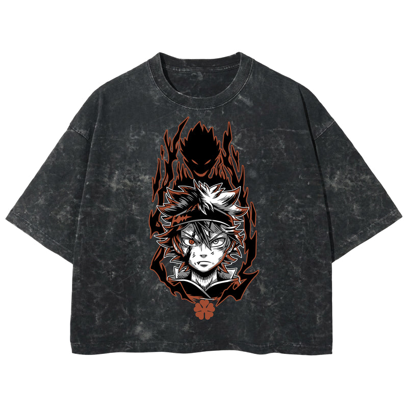 Playera streetwear premium de anime y gaming ExtraLife MX, corte boxy deluxe mineral wash heavyweight en color Acid Wash, moda urbana mexicana de culto.