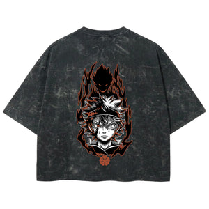 Playera streetwear premium de anime y gaming ExtraLife MX, corte boxy deluxe mineral wash heavyweight en color Acid Wash, moda urbana mexicana de culto.