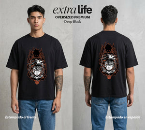 El Trebol Magico | Black Clover Asta #00220 - Playera Oversized Premium | Deep Black - Foto en modelo