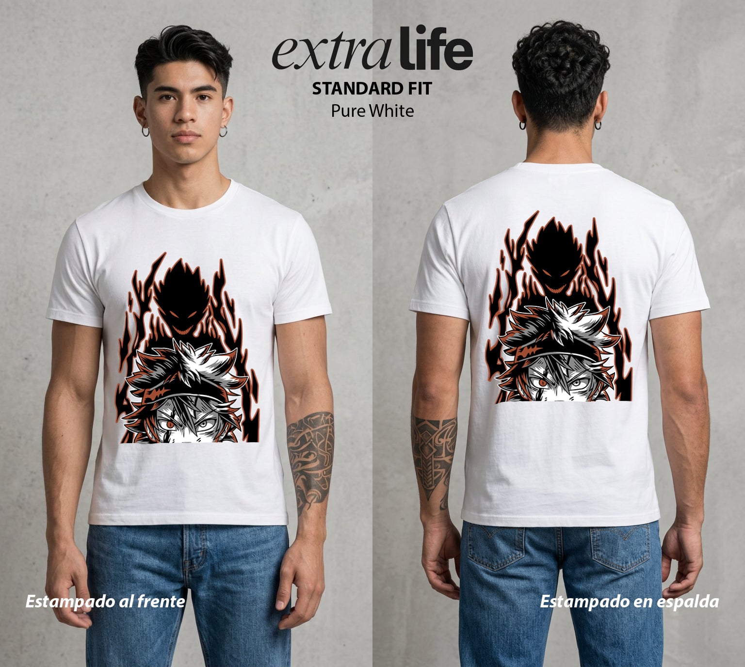 El Trebol Magico | Black Clover Asta #00220 - Playera Standard Fit | Pure White - Foto en modelo