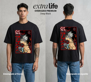 El Trebol Magico | Black Clover Asta #00222 - Playera Oversized Premium | Deep Black - Foto en modelo