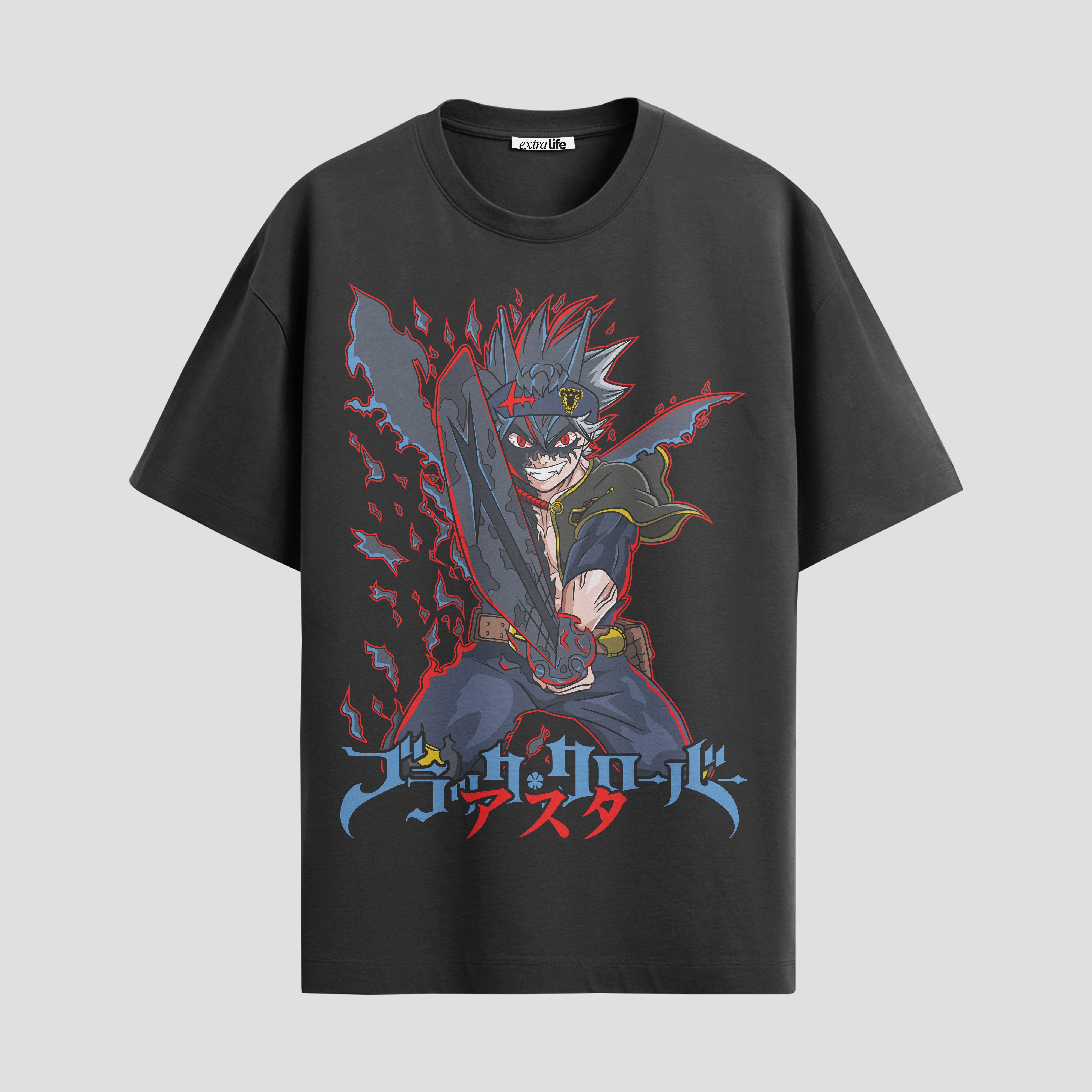 Playera urbana de anime y gaming ExtraLife MX, corte Standard Fit unisex ligero y transpirable en color Deep Black y Pure White, ropa de uso diario para gym y casual.