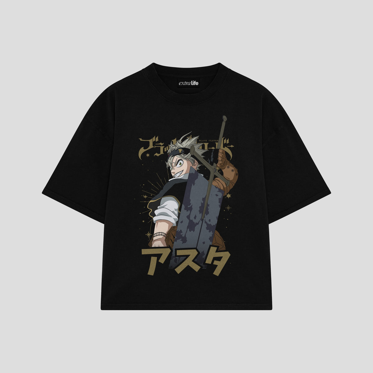 Playera streetwear premium de anime y gaming ExtraLife MX, corte oversized drop shoulder ligero y fresco en color Deep Black y Off-White, moda urbana mexicana de culto.