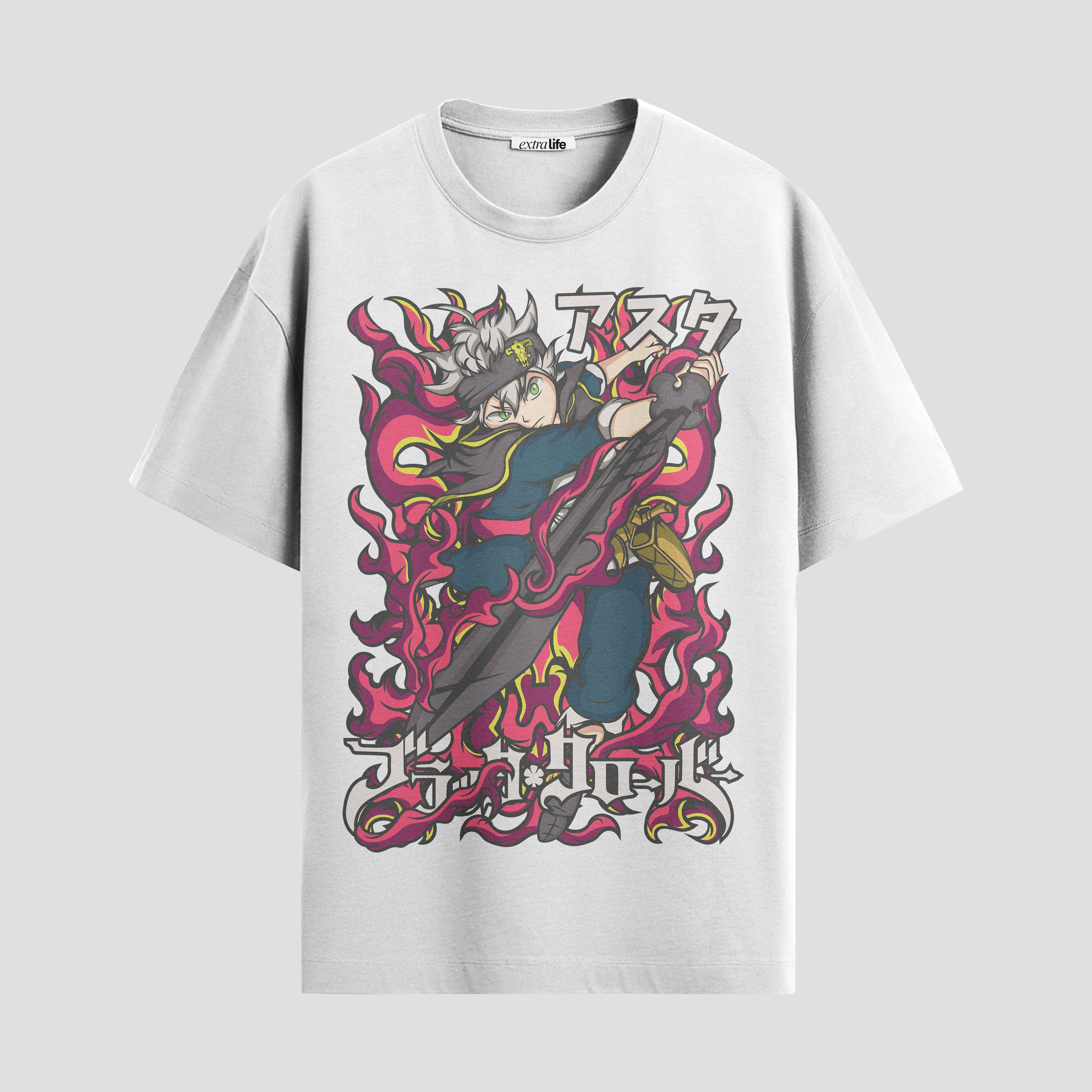 Playera urbana de anime y gaming ExtraLife MX, corte Standard Fit unisex ligero y transpirable en color Deep Black y Pure White, ropa de uso diario para gym y casual.