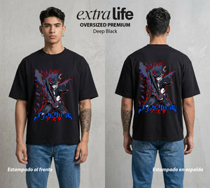 El Trebol Magico | Black Clover Asta #00228 - Playera Oversized Premium | Deep Black - Foto en modelo