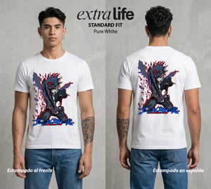 El Trebol Magico | Black Clover Asta #00228 - Playera Standard Fit | Pure White - Foto en modelo