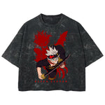 Playera streetwear premium de anime y gaming ExtraLife MX, corte boxy deluxe mineral wash heavyweight en color Acid Wash, moda urbana mexicana de culto.
