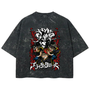 Playera streetwear premium de anime y gaming ExtraLife MX, corte boxy deluxe mineral wash heavyweight en color Acid Wash, moda urbana mexicana de culto.