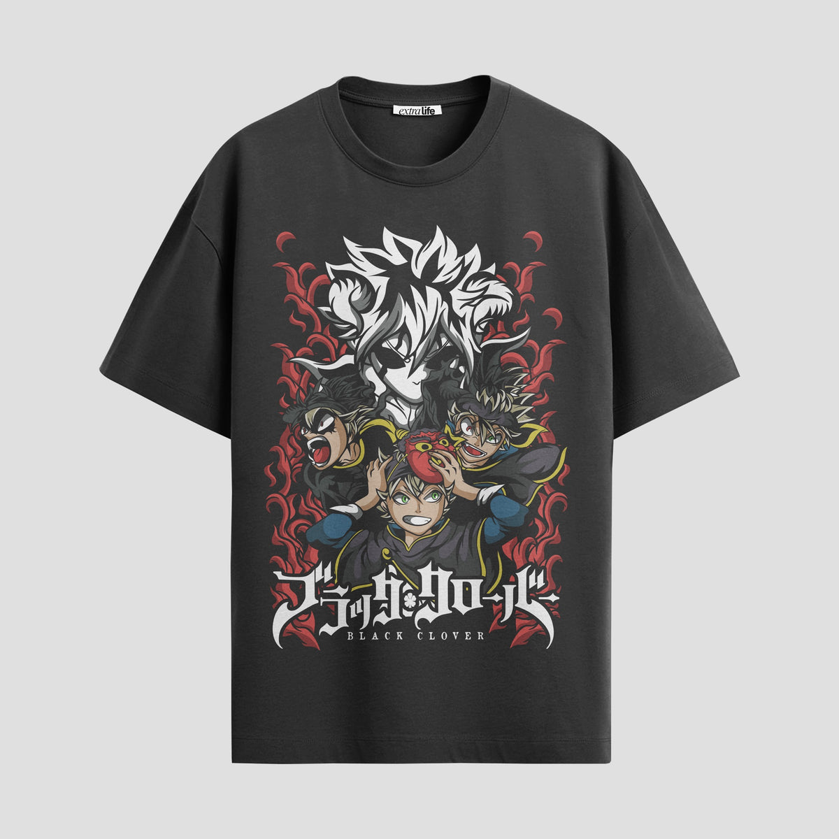 Playera urbana de anime y gaming ExtraLife MX, corte Classic Premium unisex ligero y transpirable en color Deep Black y Pure White, ropa de uso diario para gym y casual.