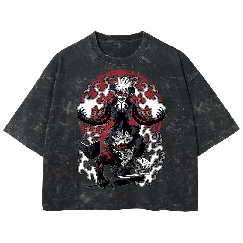 Playera streetwear premium de anime y gaming ExtraLife MX, corte boxy deluxe mineral wash heavyweight en color Acid Wash, moda urbana mexicana de culto.