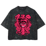 Playera streetwear premium de anime y gaming ExtraLife MX, corte boxy deluxe mineral wash heavyweight en color Acid Wash, moda urbana mexicana de culto.