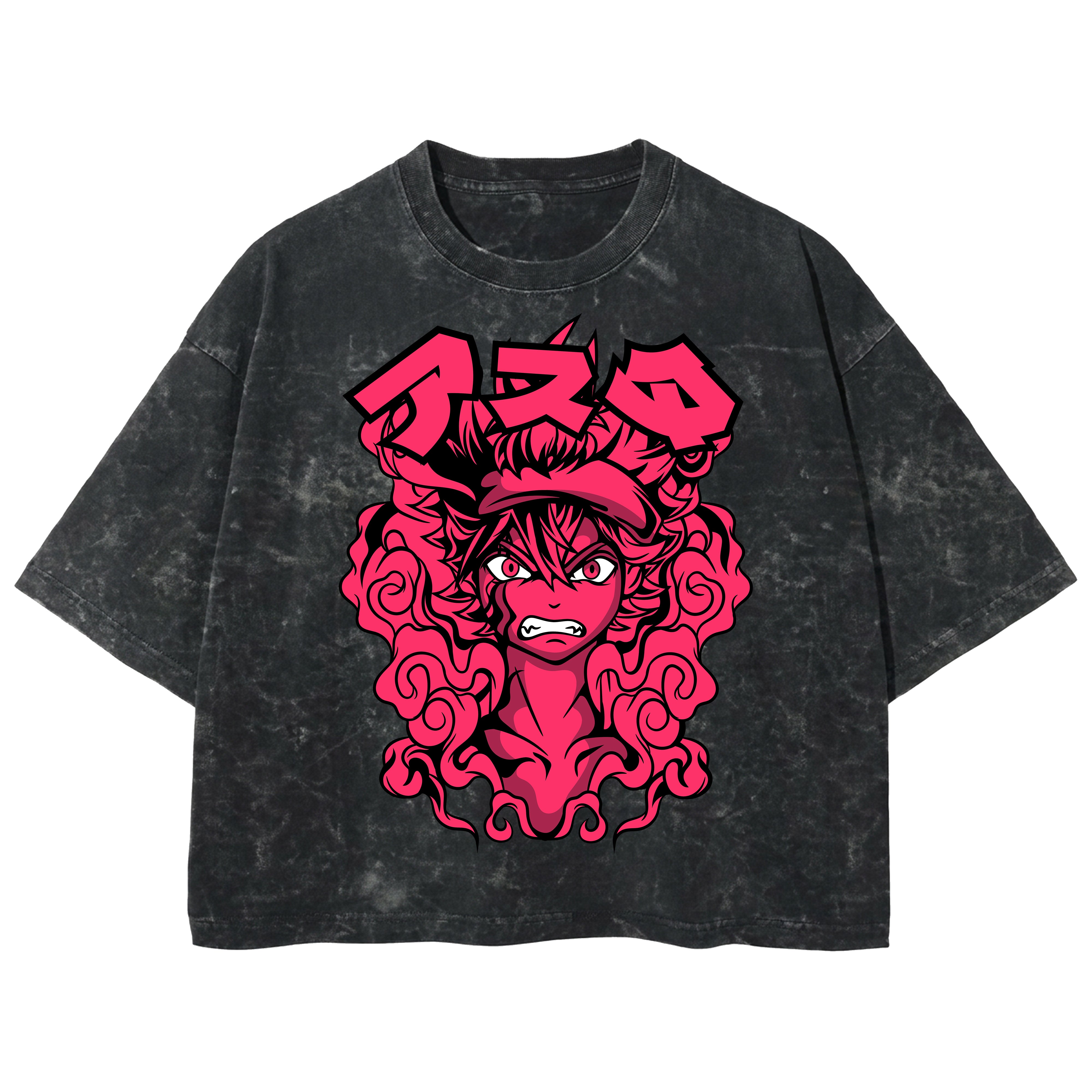 Playera streetwear premium de anime y gaming ExtraLife MX, corte boxy deluxe mineral wash heavyweight en color Acid Wash, moda urbana mexicana de culto.