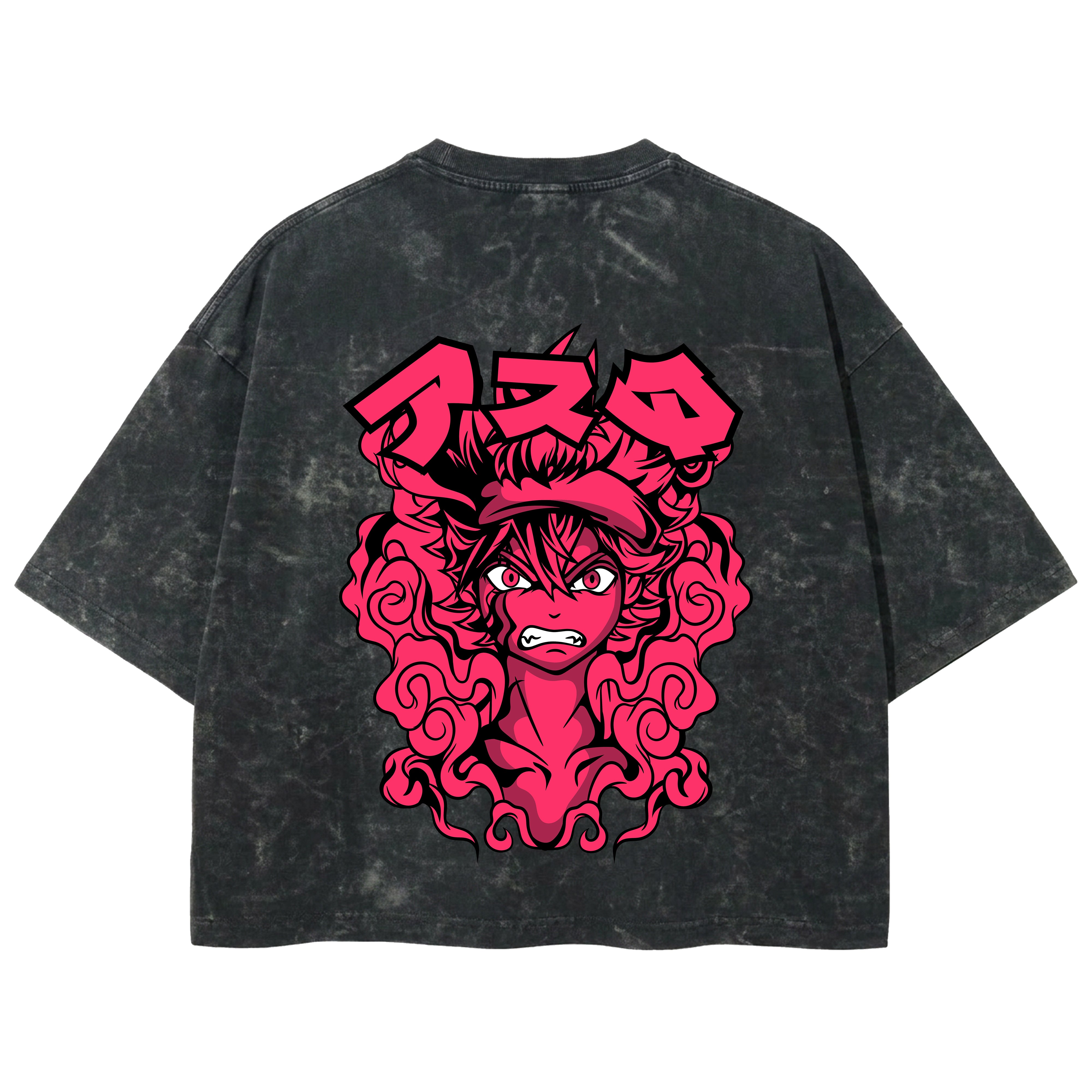 Playera streetwear premium de anime y gaming ExtraLife MX, corte boxy deluxe mineral wash heavyweight en color Acid Wash, moda urbana mexicana de culto.