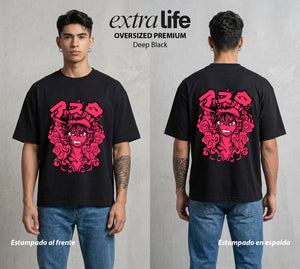 El Trebol Magico | Black Clover Asta #00235 - Playera Oversized Premium | Deep Black - Foto en modelo