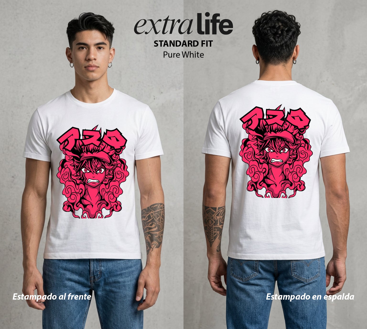 El Trebol Magico | Black Clover Asta #00235 - Playera Standard Fit | Pure White - Foto en modelo