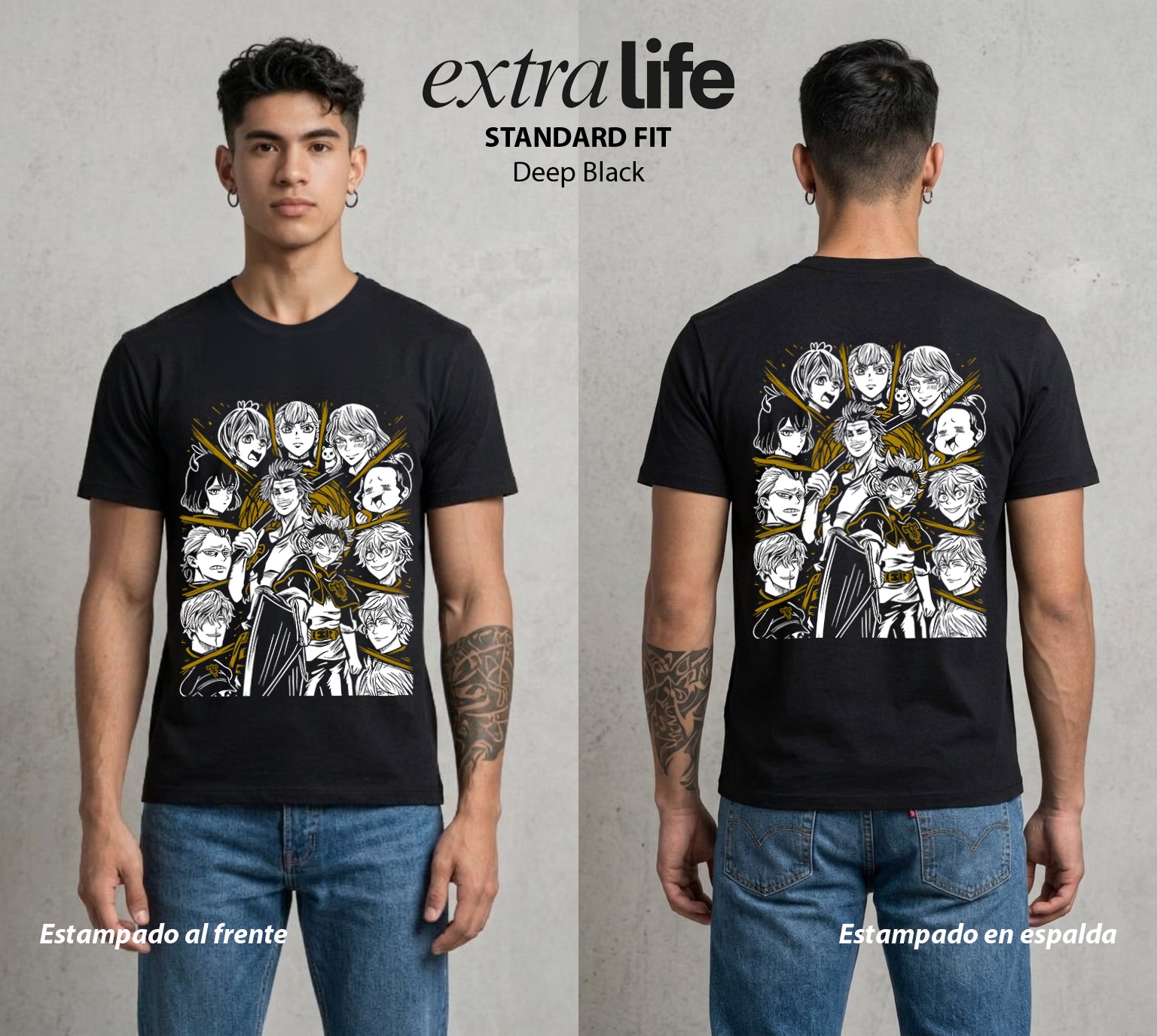 El Trebol Magico | Los Heroes del Futuro #00236 - Playera Standard Fit | Deep Black - Foto en modelo