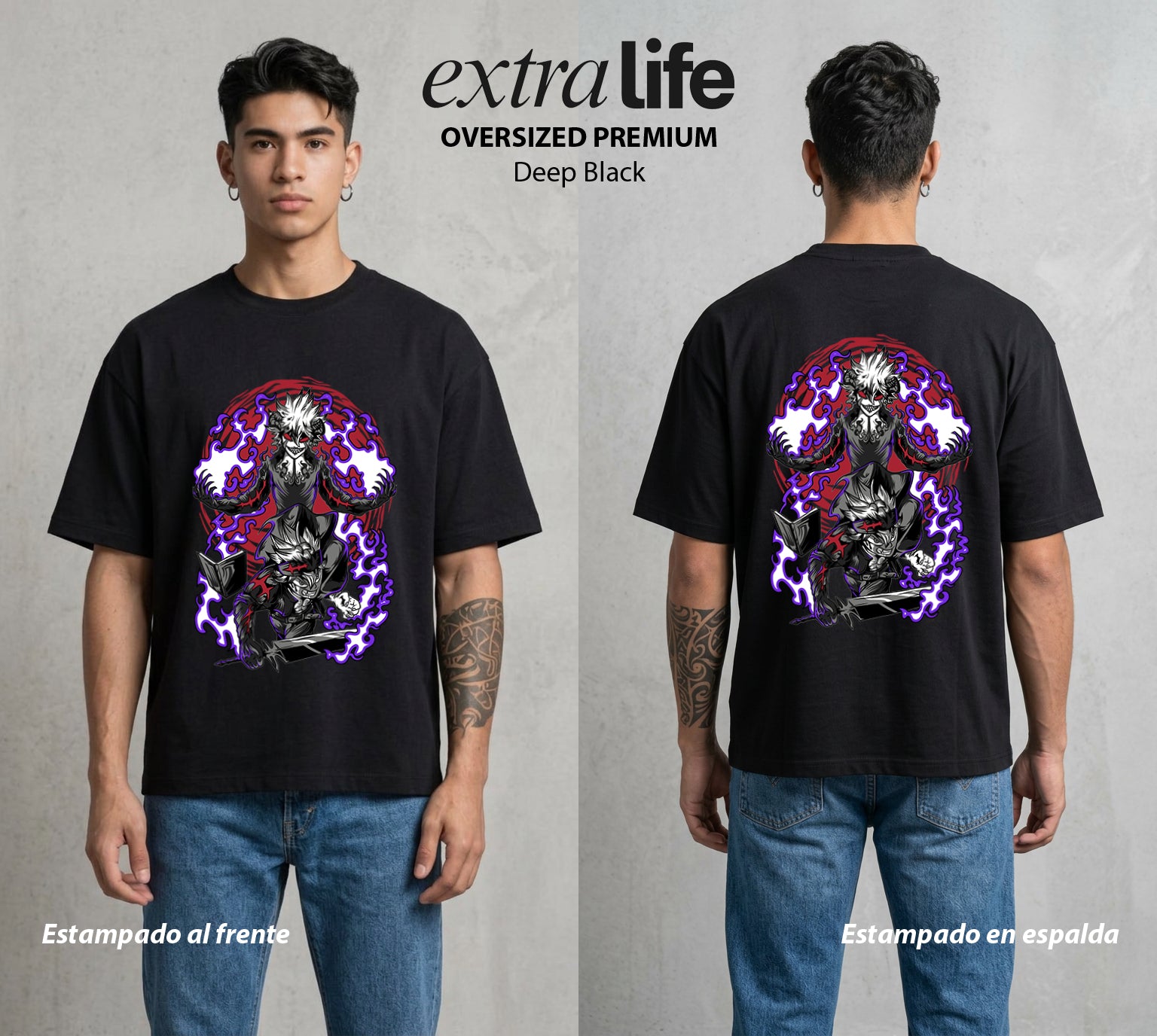 El Trebol Magico | El Maestro del Hielo #00237 - Playera Oversized Premium | Deep Black - Foto en modelo