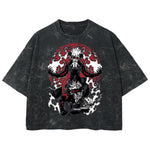 Playera streetwear premium de anime y gaming ExtraLife MX, corte boxy deluxe mineral wash heavyweight en color Acid Wash, moda urbana mexicana de culto.