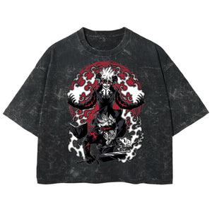 Playera streetwear premium de anime y gaming ExtraLife MX, corte boxy deluxe mineral wash heavyweight en color Acid Wash, moda urbana mexicana de culto.