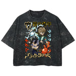 Playera streetwear premium de anime y gaming ExtraLife MX, corte boxy deluxe mineral wash heavyweight en color Acid Wash, moda urbana mexicana de culto.