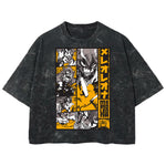 Playera streetwear premium de anime y gaming ExtraLife MX, corte boxy deluxe mineral wash heavyweight en color Acid Wash, moda urbana mexicana de culto.