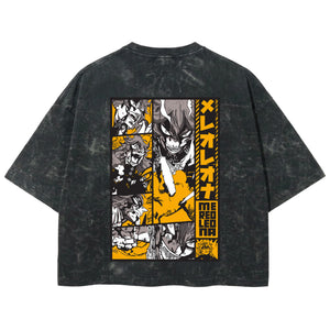 Playera streetwear premium de anime y gaming ExtraLife MX, corte boxy deluxe mineral wash heavyweight en color Acid Wash, moda urbana mexicana de culto.
