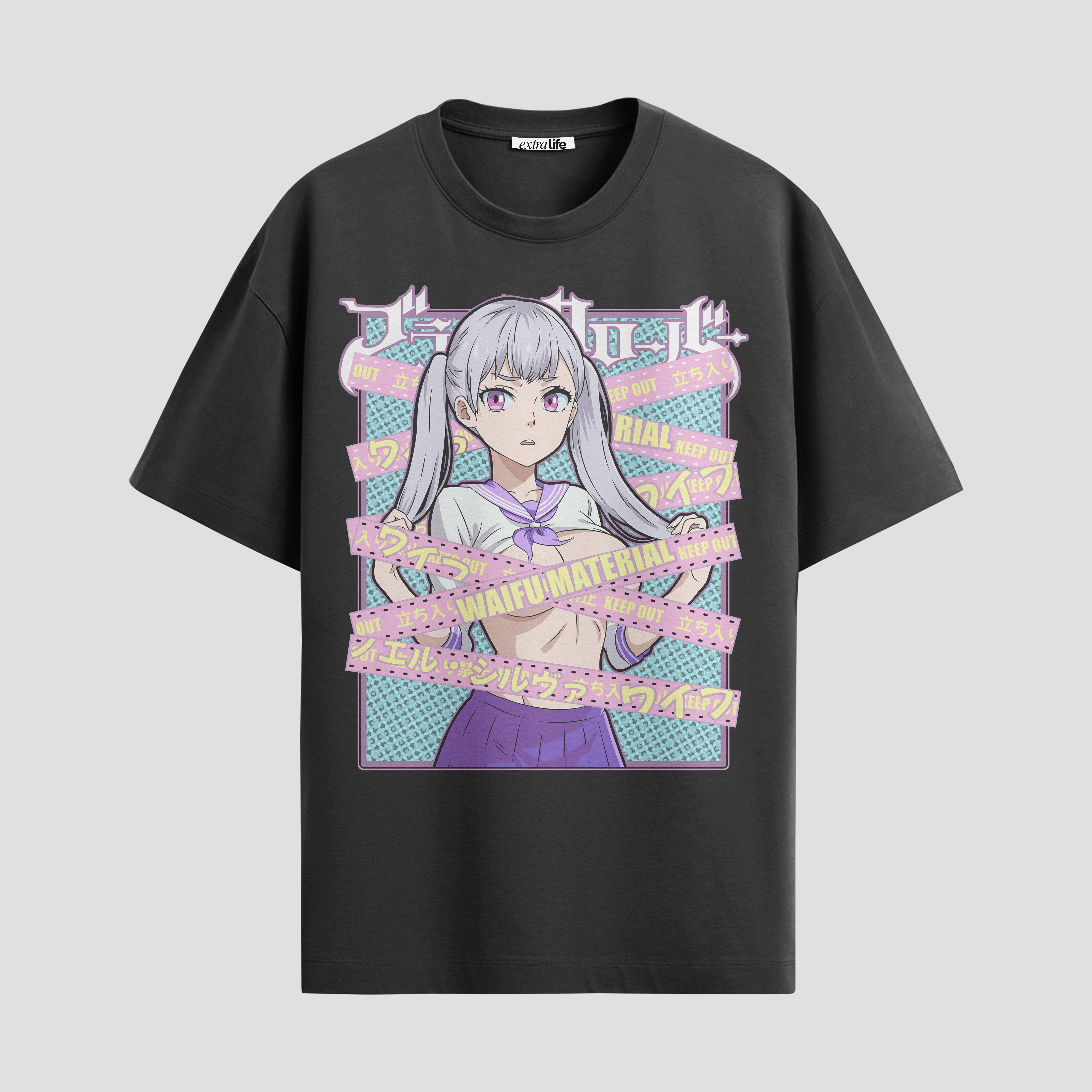 Playera urbana de anime y gaming ExtraLife MX, corte Standard Fit unisex ligero y transpirable en color Deep Black y Pure White, ropa de uso diario para gym y casual.
