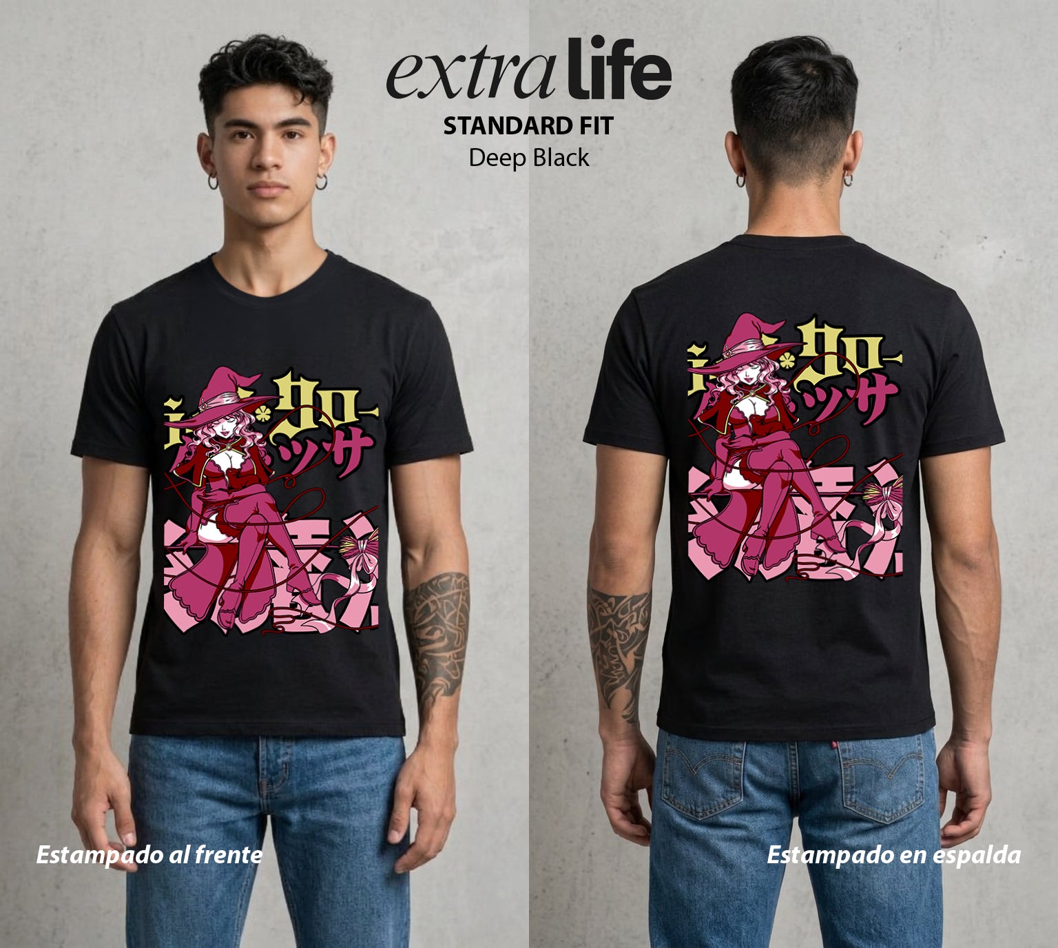 El Trebol Magico | Black Clover Vanessa Enoteca #00244 - Playera Standard Fit | Deep Black - Foto en modelo
