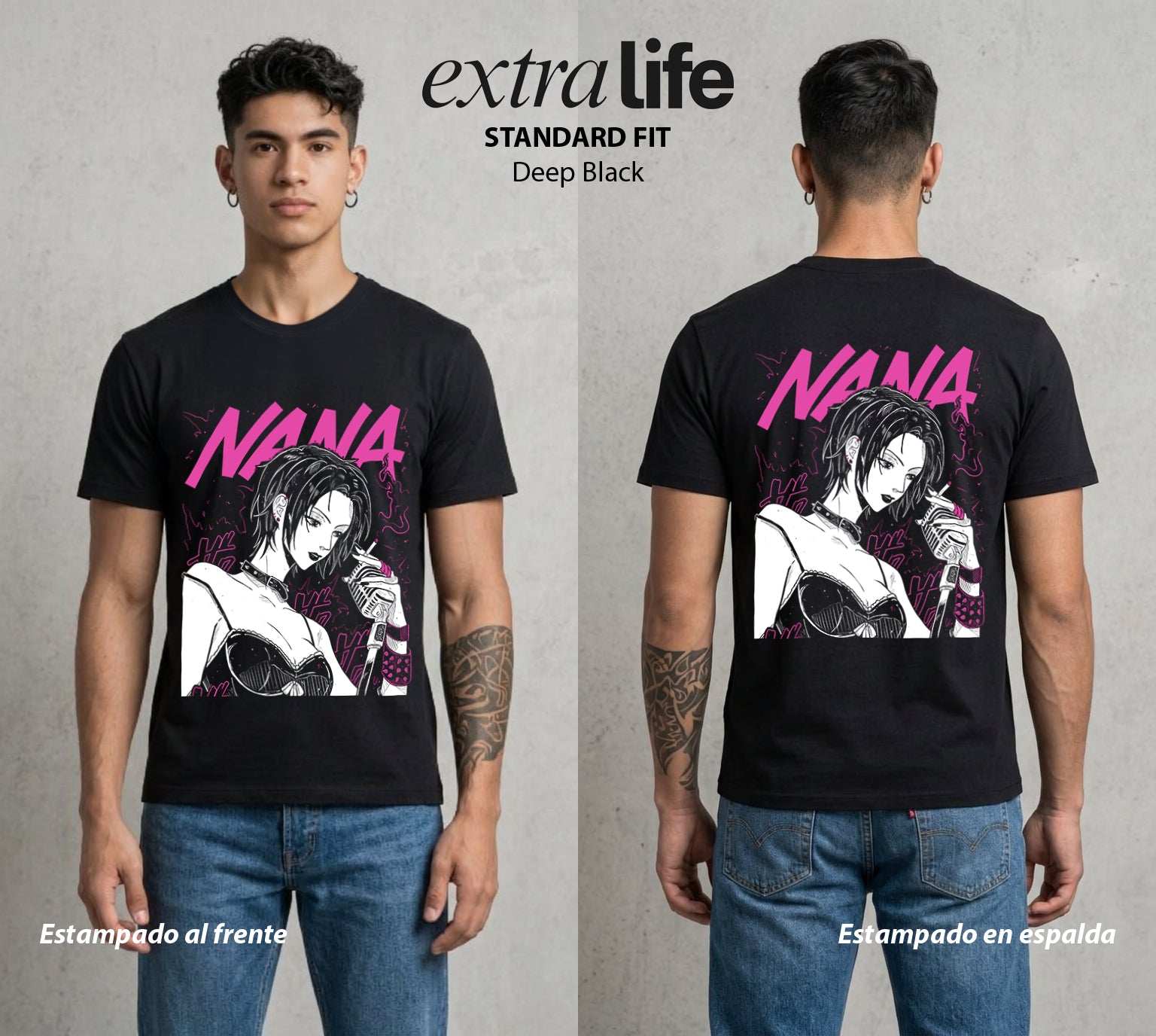 Dos Destinos Un Nombre | La Punk del Destino #00247 - Playera Standard Fit | Deep Black - Foto en modelo