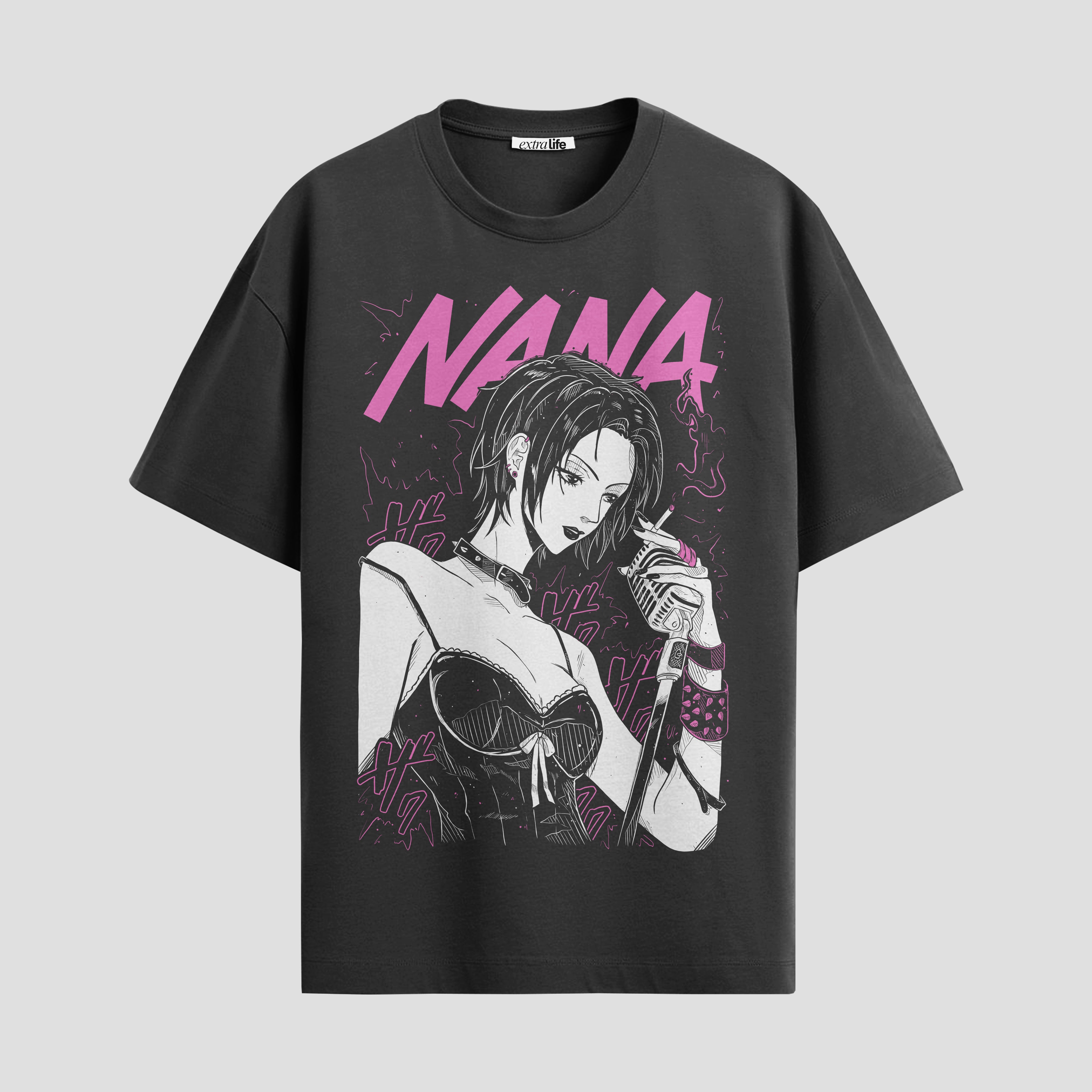 Playera urbana de anime y gaming ExtraLife MX, corte Standard Fit unisex ligero y transpirable en color Deep Black y Pure White, ropa de uso diario para gym y casual.