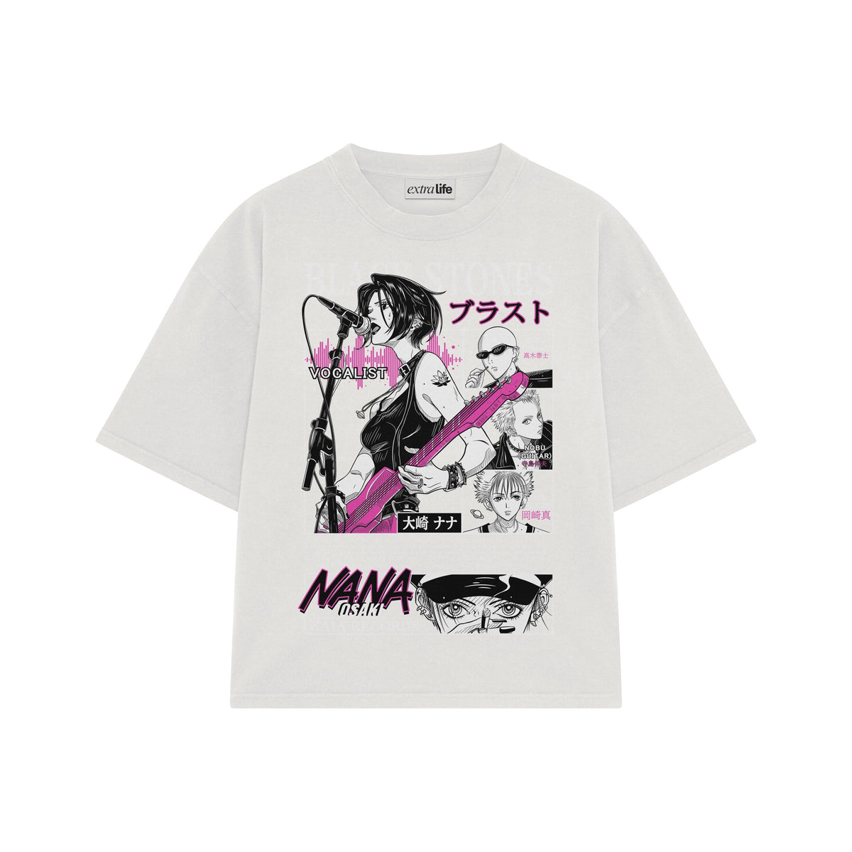 Playera streetwear premium de anime y gaming ExtraLife MX, corte oversized drop shoulder ligero y fresco en color Deep Black y Off-White, moda urbana mexicana de culto.