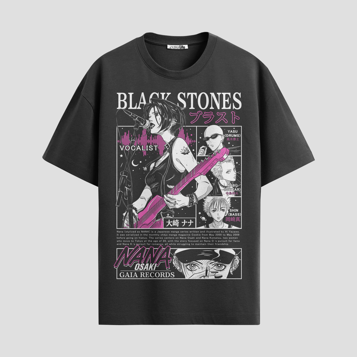 Playera urbana de anime y gaming ExtraLife MX, corte Classic Premium unisex ligero y transpirable en color Deep Black y Pure White, ropa de uso diario para gym y casual.