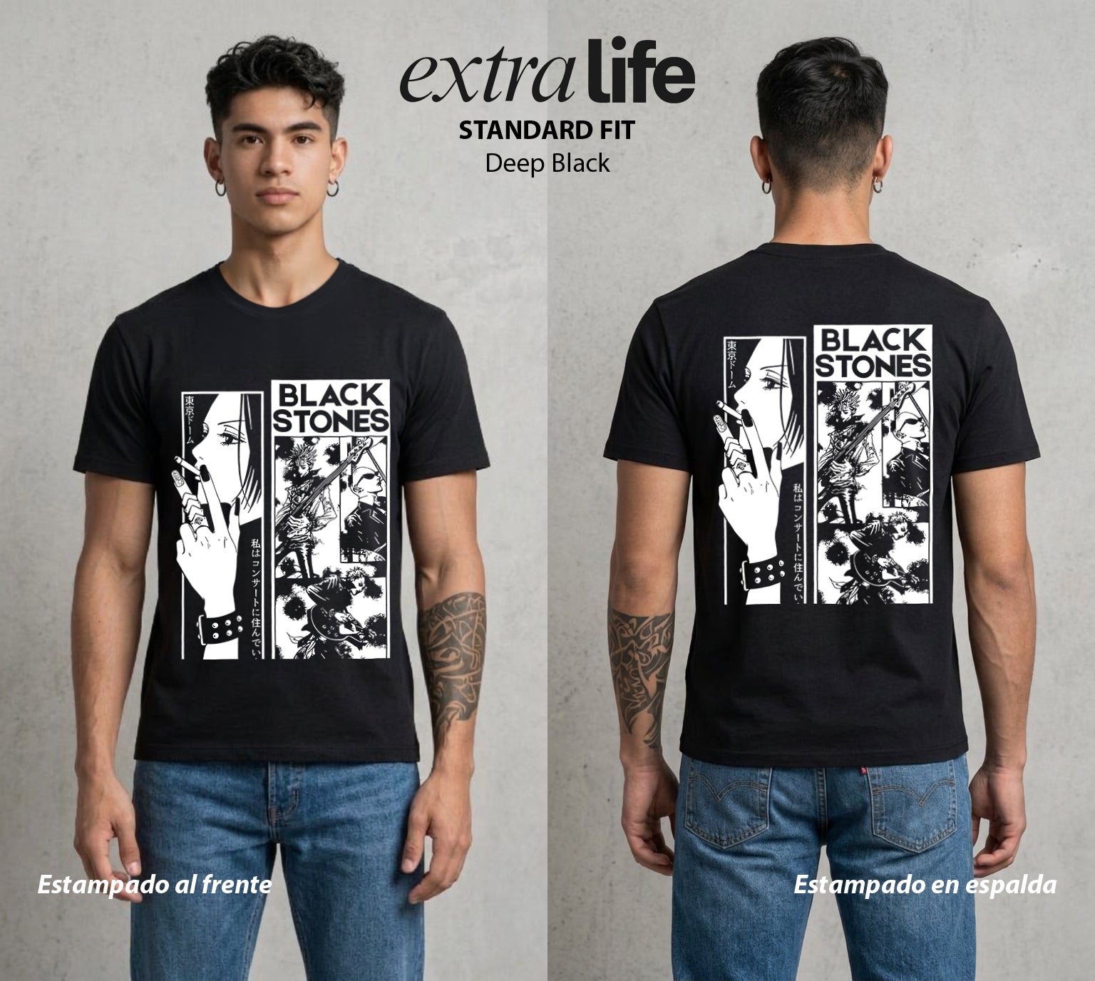 Dos Destinos Un Nombre | Black Stones #00250 - Playera Standard Fit | Deep Black - Foto en modelo