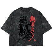 Playera streetwear premium de anime y gaming ExtraLife MX, corte boxy deluxe mineral wash heavyweight en color Acid Wash, moda urbana mexicana de culto.
