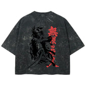Playera streetwear premium de anime y gaming ExtraLife MX, corte boxy deluxe mineral wash heavyweight en color Acid Wash, moda urbana mexicana de culto.