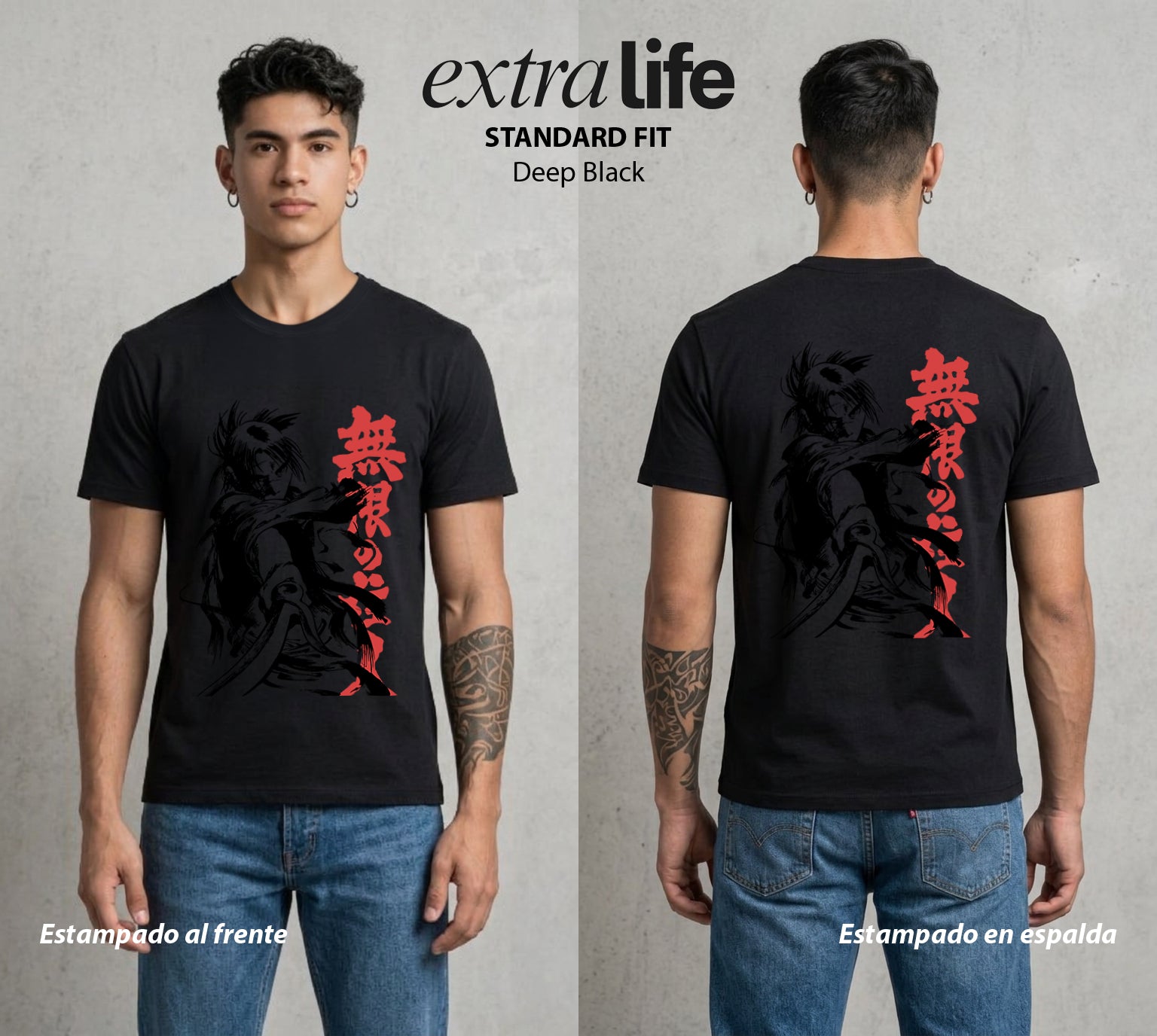 La Hoja Inmortal | Blade Of The Immortal #00251 - Playera Standard Fit | Deep Black - Foto en modelo