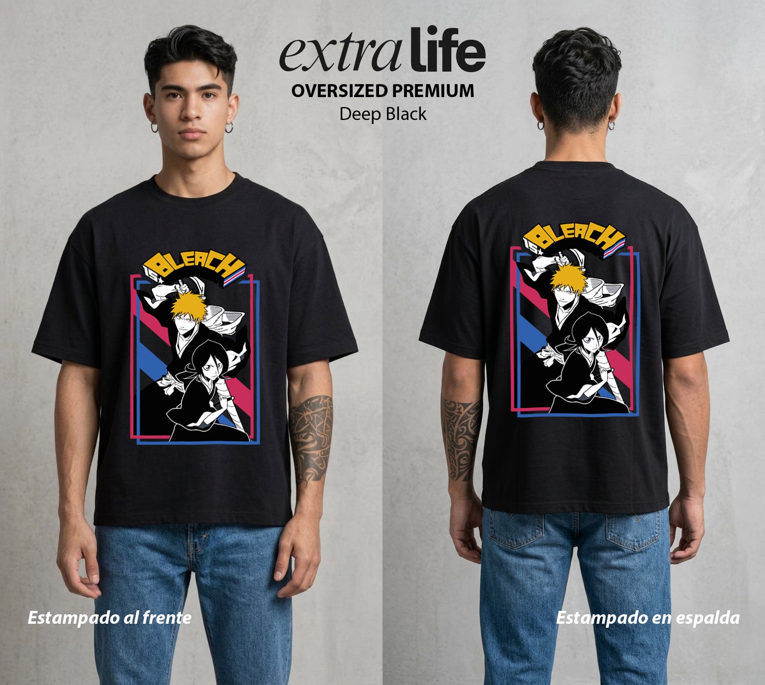 El Mundo de las Almas | Las Almas sin Descanso #00252 - Playera Oversized Premium | Deep Black - Foto en modelo