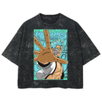Playera streetwear premium de anime y gaming ExtraLife MX, corte boxy deluxe mineral wash heavyweight en color Acid Wash, moda urbana mexicana de culto.
