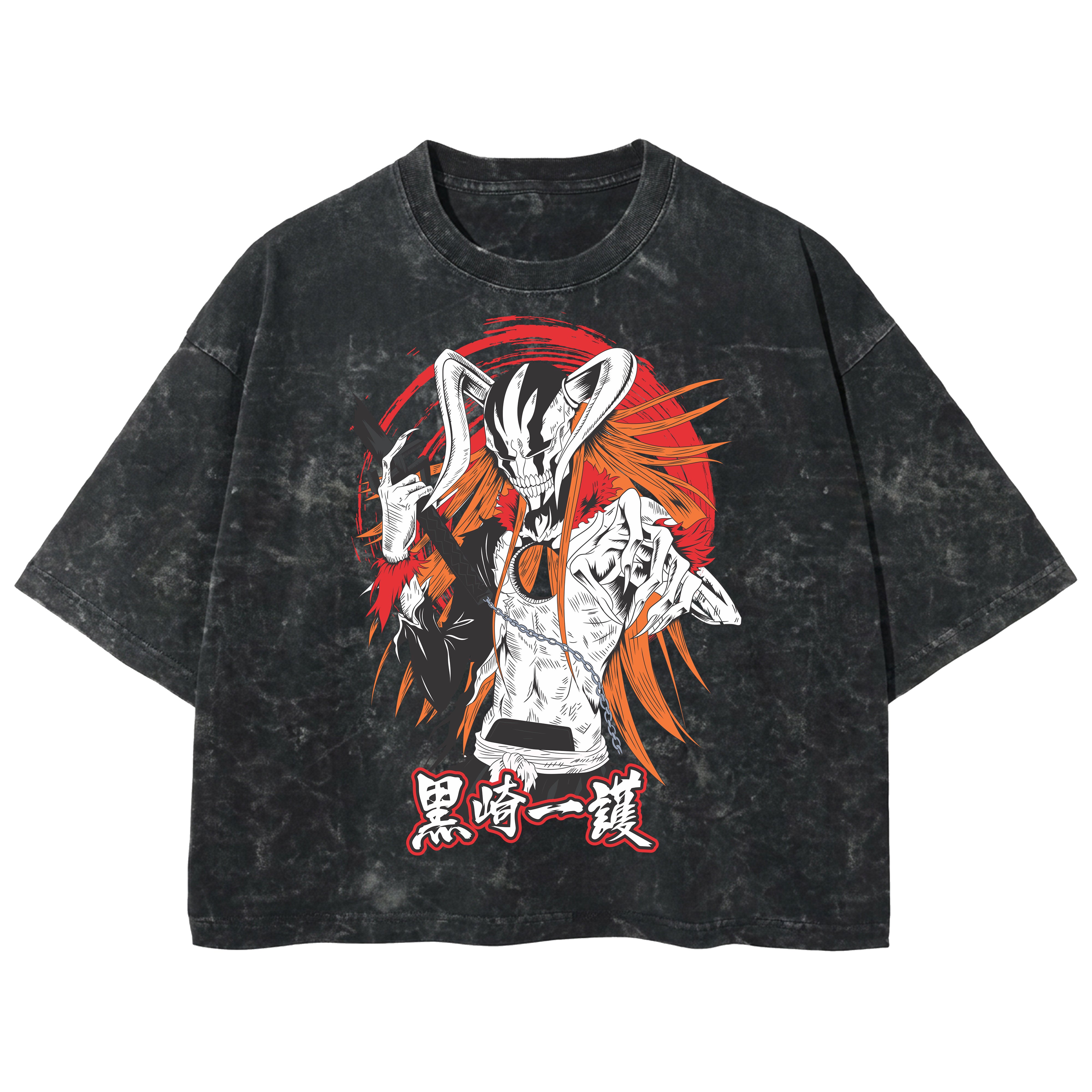 Playera streetwear premium de anime y gaming ExtraLife MX, corte boxy deluxe mineral wash heavyweight en color Acid Wash, moda urbana mexicana de culto.
