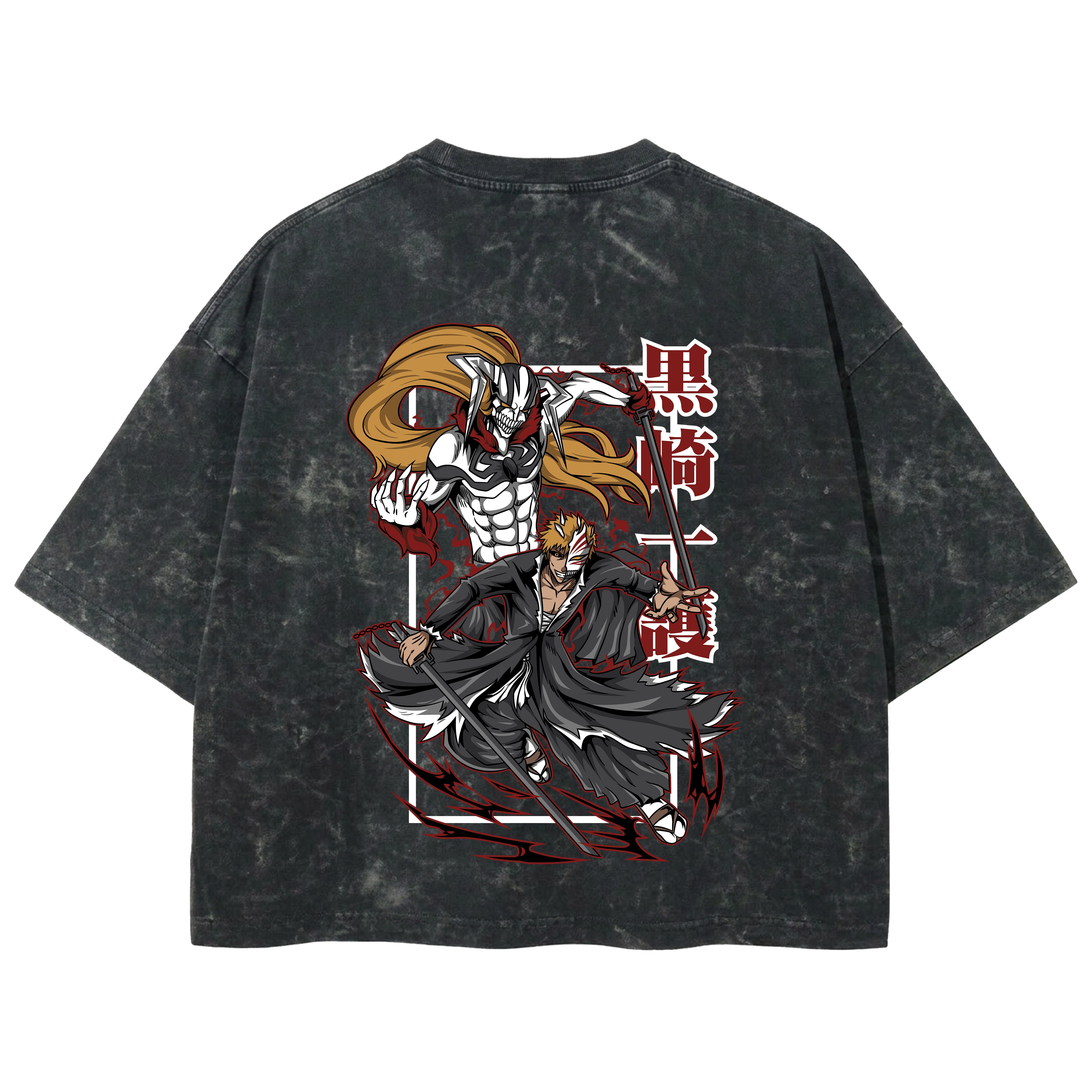 Playera streetwear premium de anime y gaming ExtraLife MX, corte boxy deluxe mineral wash heavyweight en color Acid Wash, moda urbana mexicana de culto.