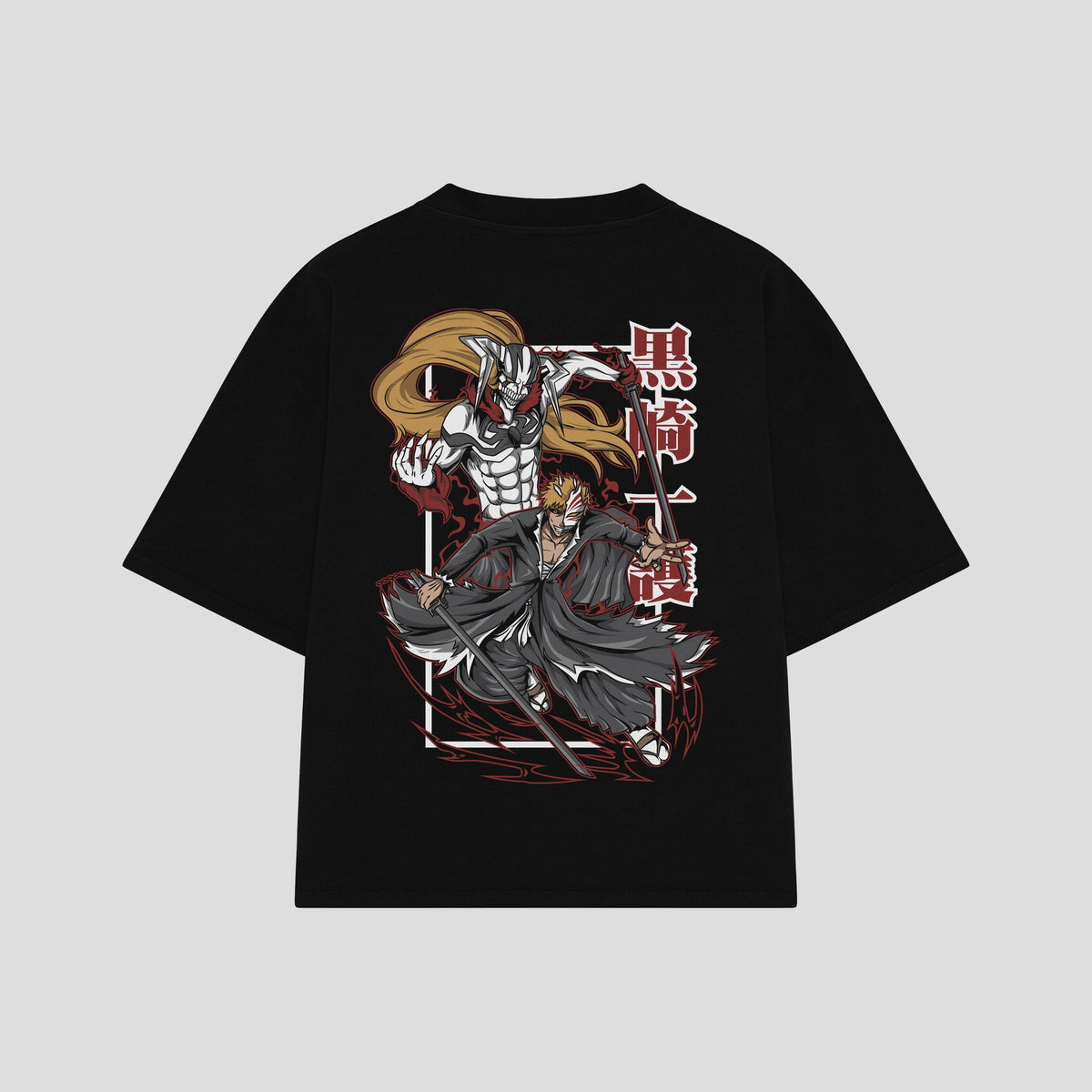 Playera streetwear premium de anime y gaming ExtraLife MX, corte oversized drop shoulder ligero y fresco en color Deep Black y Off-White, moda urbana mexicana de culto.
