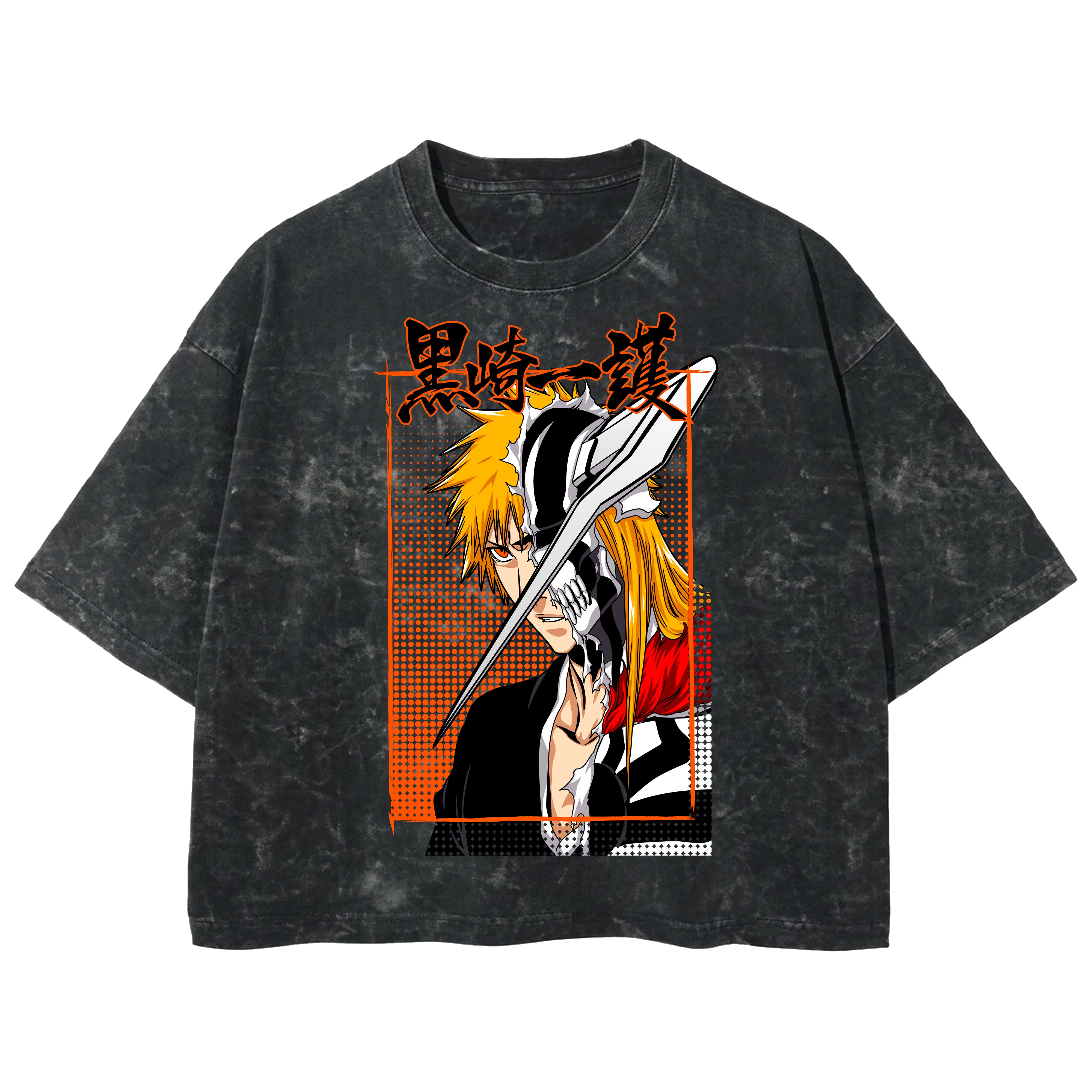 Playera streetwear premium de anime y gaming ExtraLife MX, corte boxy deluxe mineral wash heavyweight en color Acid Wash, moda urbana mexicana de culto.