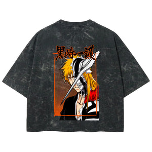 Playera streetwear premium de anime y gaming ExtraLife MX, corte boxy deluxe mineral wash heavyweight en color Acid Wash, moda urbana mexicana de culto.