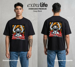 El Mundo de las Almas | El Alma Naranja #00263 - Playera Oversized Premium | Deep Black - Foto en modelo