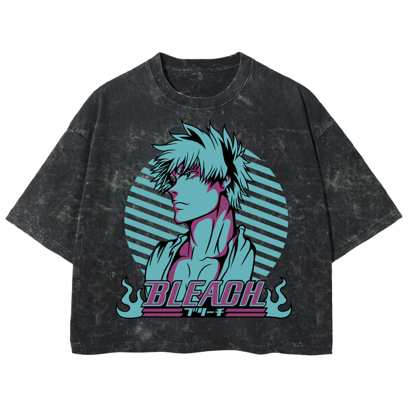 Playera streetwear premium de anime y gaming ExtraLife MX, corte boxy deluxe mineral wash heavyweight en color Acid Wash, moda urbana mexicana de culto.