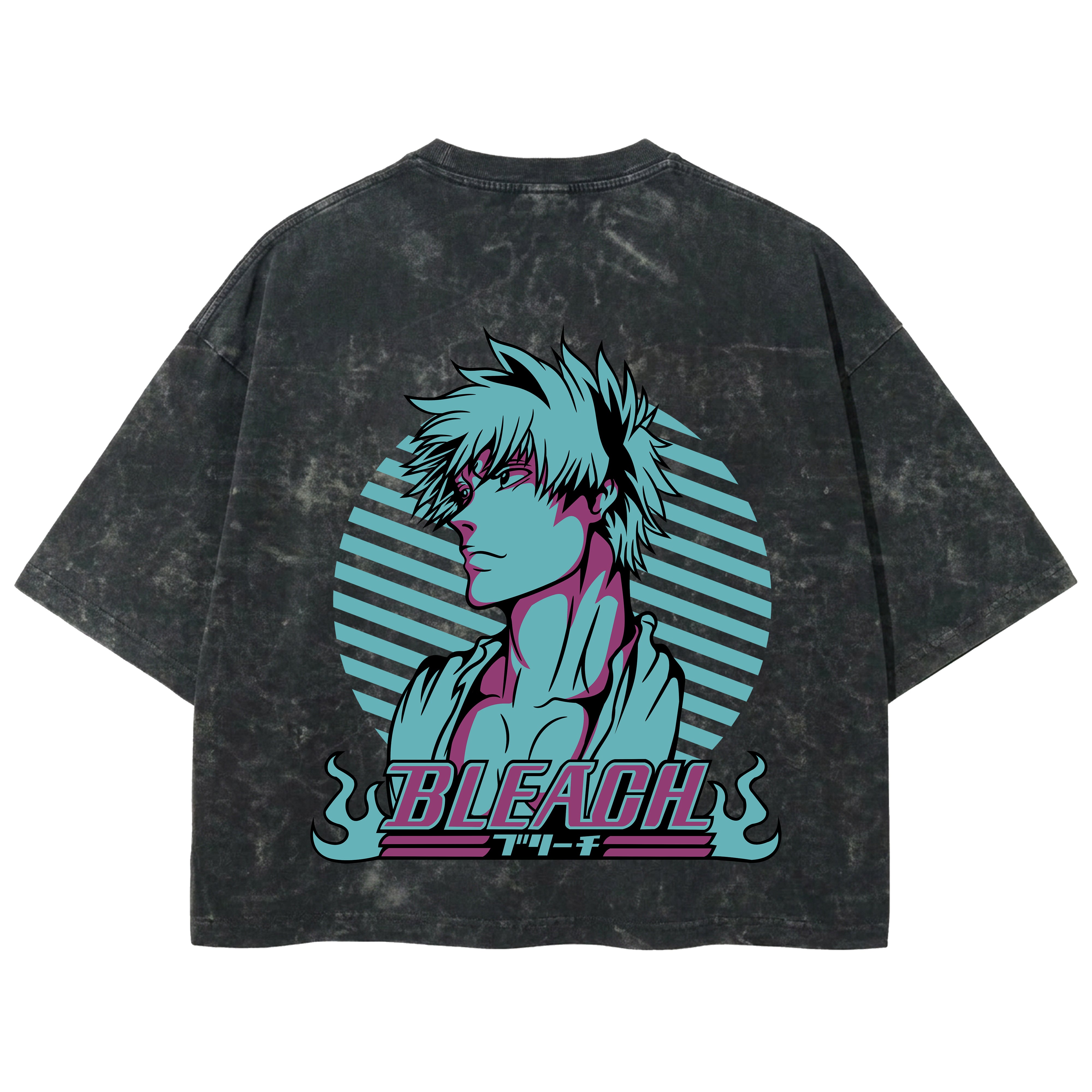 Playera streetwear premium de anime y gaming ExtraLife MX, corte boxy deluxe mineral wash heavyweight en color Acid Wash, moda urbana mexicana de culto.