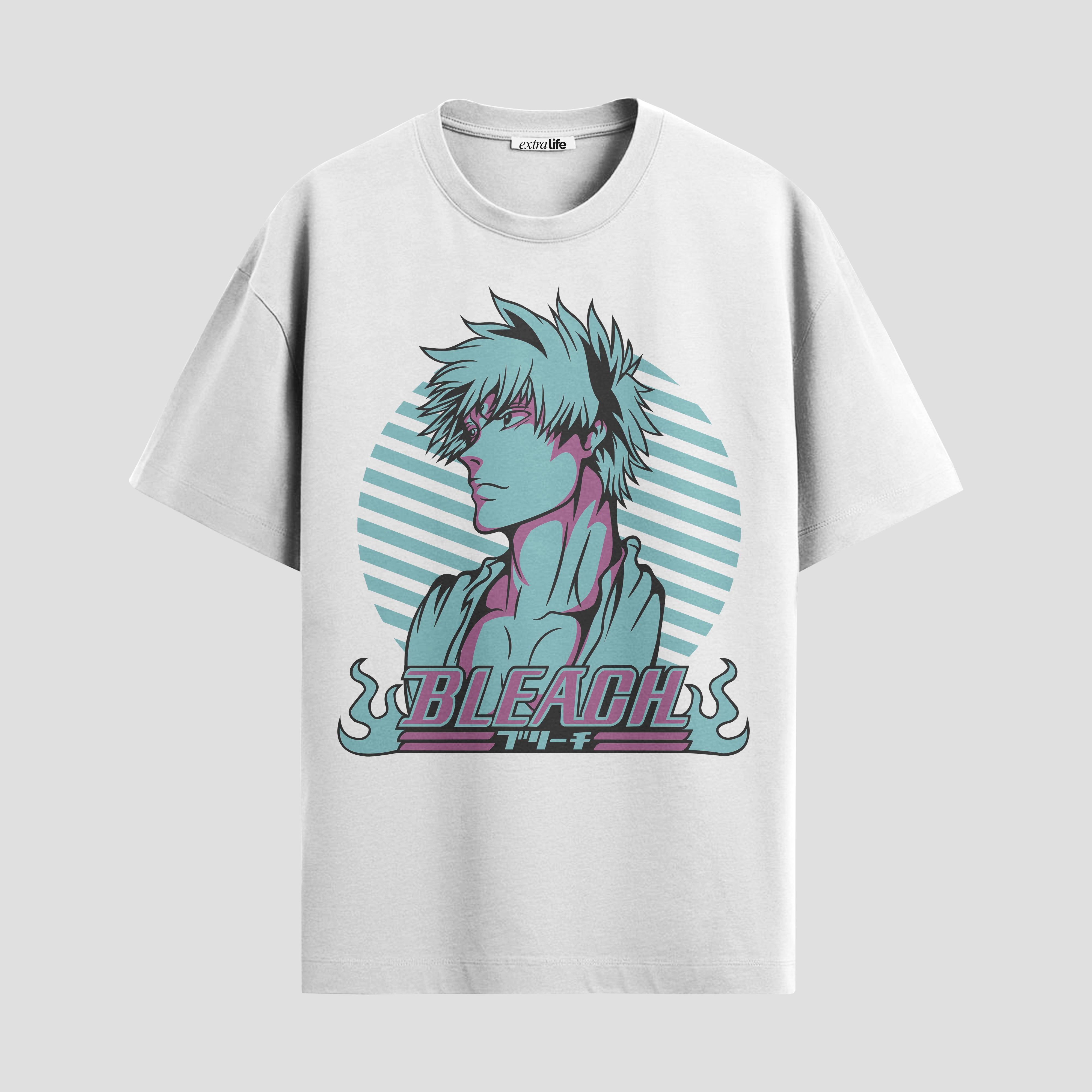 Playera urbana de anime y gaming ExtraLife MX, corte Standard Fit unisex ligero y transpirable en color Deep Black y Pure White, ropa de uso diario para gym y casual.