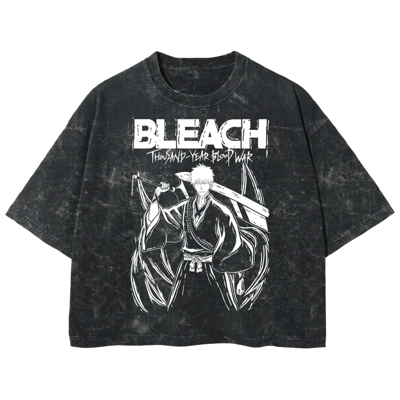 Playera streetwear premium de anime y gaming ExtraLife MX, corte boxy deluxe mineral wash heavyweight en color Acid Wash, moda urbana mexicana de culto.