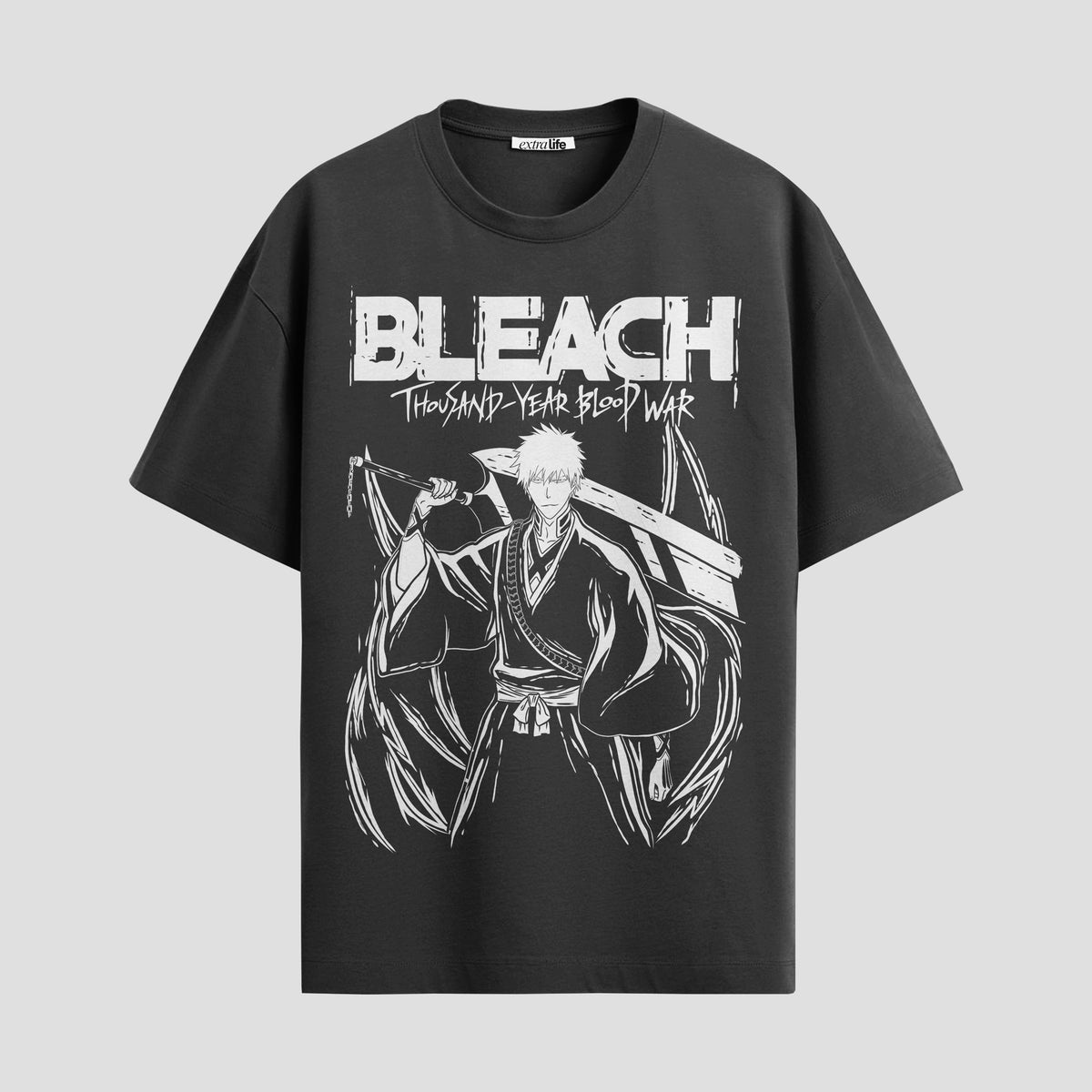 Playera urbana de anime y gaming ExtraLife MX, corte Classic Premium unisex ligero y transpirable en color Deep Black y Pure White, ropa de uso diario para gym y casual.